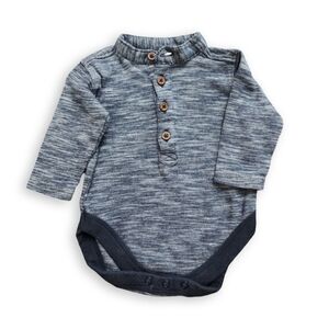 Blue Striprd Henley Onesie, Kid's 3-6M